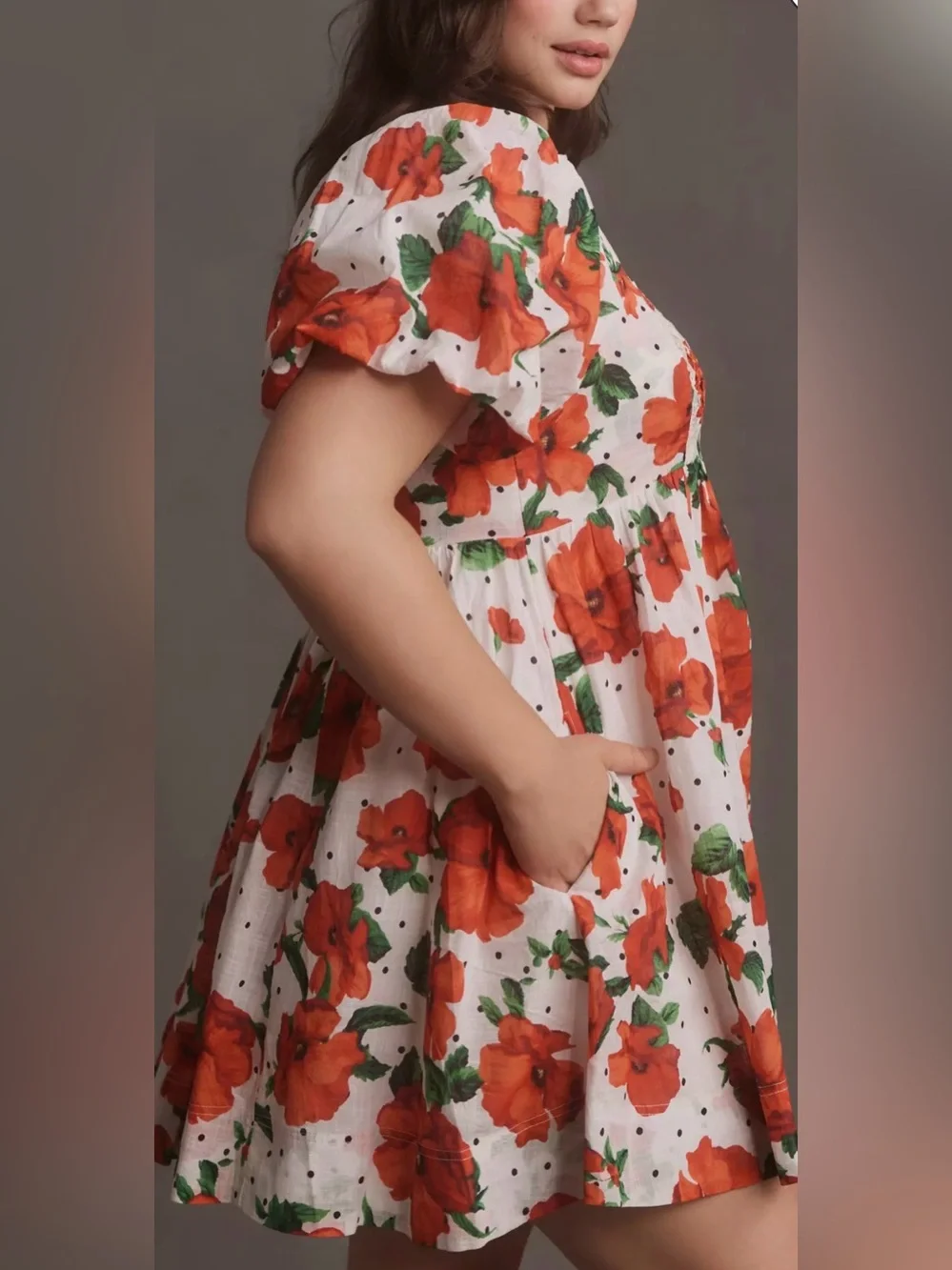 Maeve Square-Neck Smocked Babydoll Dress. 3X